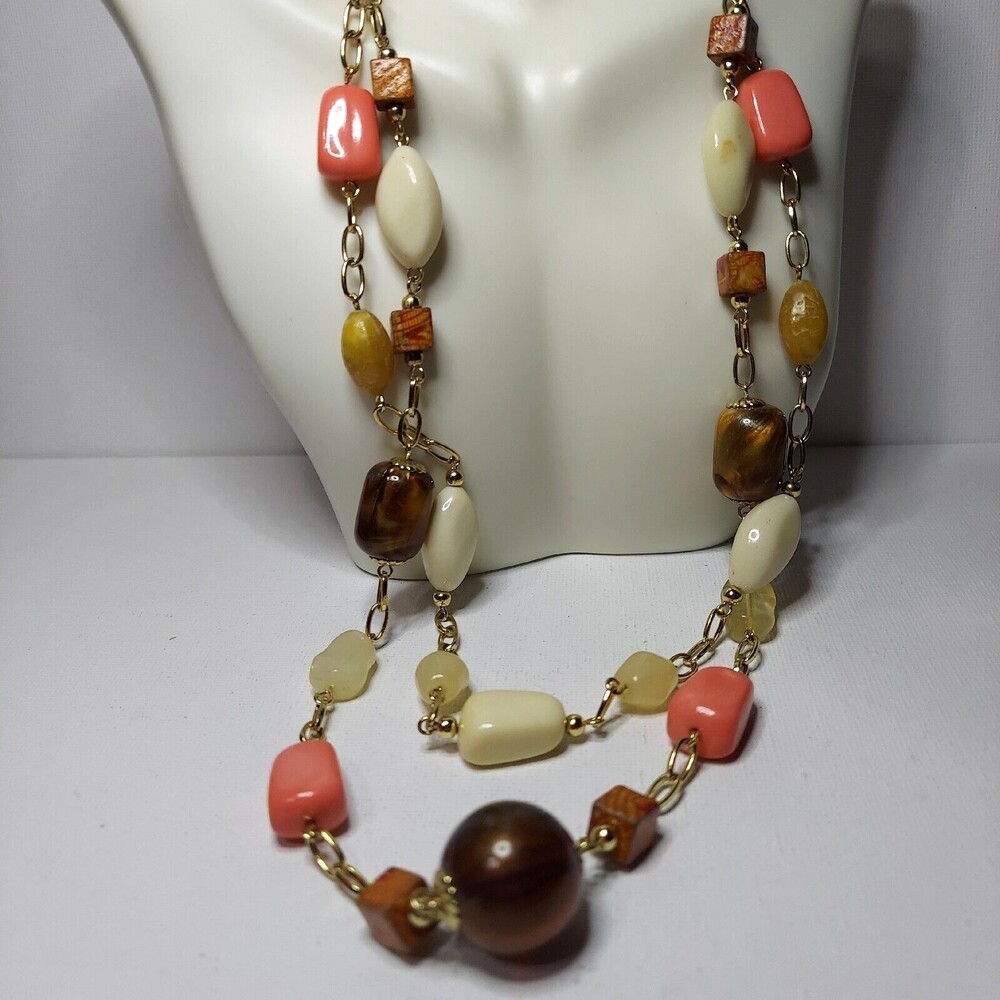Necklace Fall color beads Variety colors and sizes 30"
